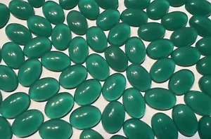 25 Pcs 85 Ct Natural Green Onyx Oval Cabochon Loose Gemstones Lot 10x14mm - Picture 1 of 2