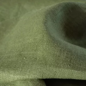 Tessile francese 100% tessuto di lino - grigio oliva 150 cm / 59" largo - per 50 cm - Foto 1 di 3