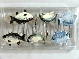 Catch of the Day 12pc Shower Curtain Hooks Fish All Sport Fishing Bath Ceramic