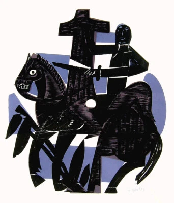 HAP Grieshaber 1909 Rot / St.Martin / Farbholzschnitt, handsigniert / Ex 115/170 - Bild 1 von 4