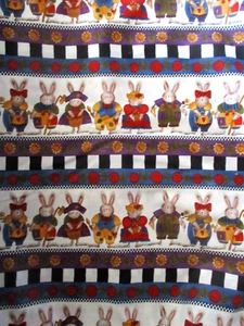 3-1/2 YDS KP KIDS & CO HASEN IN REIHEN GEKLEIDET 100 % BAUMWOLLE OOP - Bild 1 von 5