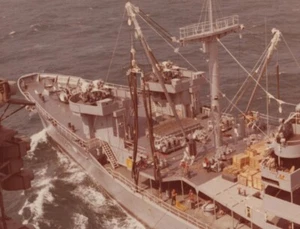 1969 Aerial View Naval Ship Crew Deck Equipment Ocean Navigation - Picture 1 of 3