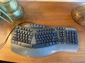 Fellowes Microban Ergonomic Wired USB Smart Design Keyboard KU-9938 Tested Works - Picture 1 of 6