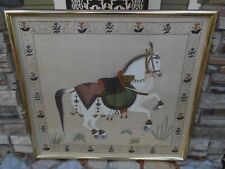 Tapestry Handpainted Painting Royal White Ceremonial Horse Beautiful! 38.5x35.5