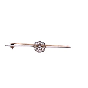 Antike Brosche 15 kt Gold & Platin feine Qualität mit Perlen & Diamanten besetzt - Bild 1 von 4