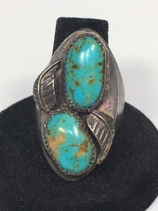 Anillo turquesa nativa americana vintage de plata esterlina talla 10 - Imagen 1 de 6