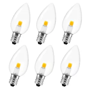 12-Pack C7 LED-COB Night Light Bulbs, E12 Base, 0.6W 2700K Warm White - Picture 1 of 5