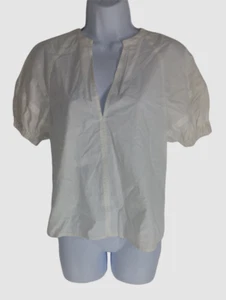$295 A.L.C. Women's Solid White Short Sleeve Split V-Neck Blouse Top Size 0 - Picture 1 of 2