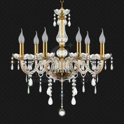 Lámpara de araña colgante de cristal elegante moderna de 6 luces Foto 1 de 4