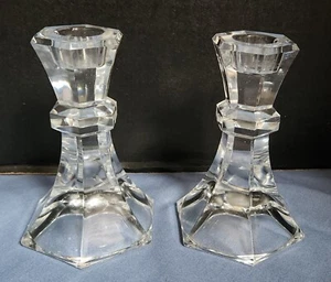 NEW Vintage PAIR (2) Luxury Lead Crystal Taper 5" Tall Candlestick Holders - Picture 1 of 6