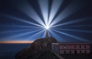 Fototapete - LEUCHTTURM LEUCHTE - (7706) - VLIES - Tapete - Nacht Küstenhimmel XXL - Bild 1 von 1