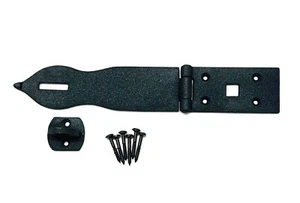 Door Lock Latch 8.5 in. Black Wrought Iron Hasp Latch Garage Barn Door Lock - Picture 1 of 4