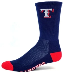 Texas Rangers Baseball Flex Top Deuce Crew Socks Navy Red - Picture 1 of 3