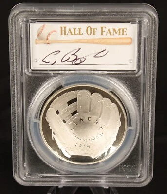 2014 Silver One Dollar PCGS PR70 Baseball Hall of Fame Craig Biggio HAND SIGNED - Image 1 of 4