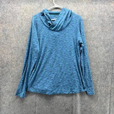 Columbia毛衣女式特大号紫色蓝色长袖连帽棉质针织 — 第 1/4 张图片