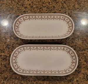 Shenango China Restaurant Ware Sedano Relish Piatto Marrone Ghirlanda Floreale Set di 2 - Foto 1 di 3