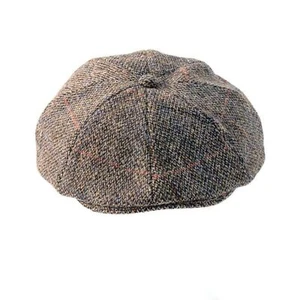 Arran Harris Tweed Baker Boy Cap Grey ZH015 Hat Shooting Hunting Heather - Picture 1 of 1