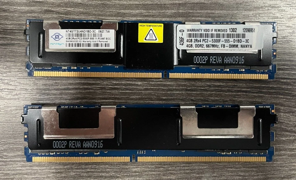 Nanya 8GB (2 x 4GB) NT4GT72U4ND1BD-3C 2Rx4 PC2-5300F Server Memory - Image 1 of 1