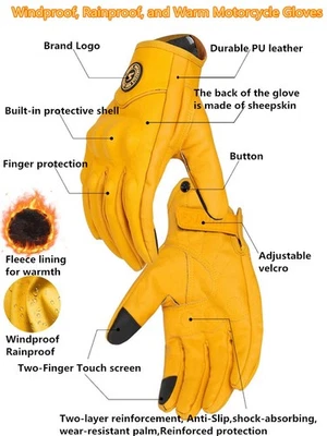 Motorcycle Gloves Motocross Racing  Leather Windproof Warm Bike Cycling Bicycle - Image 1 of 4