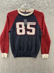 Tommy Hilfiger Pullover rot blau Wollmischung Langarm Rundhals Größe Small 85 - Bild 1 von 16