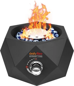 Fogata de gas propano montada en la parte inferior, chimenea de gas portátil de 14" con piedras de vidrio - Imagen 1 de 9
