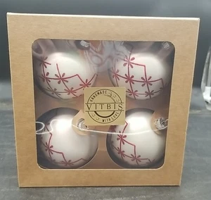 Vitbis Handarbeit Glas Ornamente 4 Stück Made in Poland Weißgold Neu in OVP - Bild 1 von 4