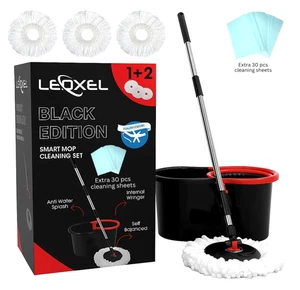 Juego de cubos de fregona 360° Floor Magic Spin 3 cabezales microbicos. Y 30 toallitas de piso. - Imagen 1 de 9