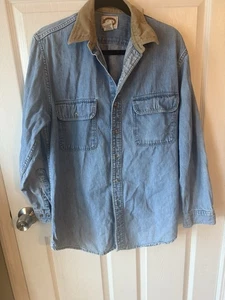 Vintage Banana Republic Shirt Mens Medium 80s Denim Corduroy Collar Barn Chore - Picture 1 of 5