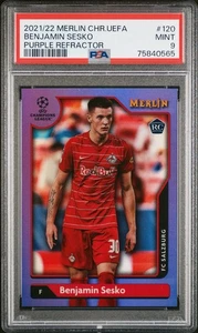Benjamin Sesko Merlin/15 púrpura novato PSA 9 - Imagen 1 de 2