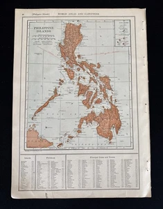 Antiguo Mapa Original ISLAS FILIPINAS 1917 Arte Efímero Color Nuevo Atlas Mundial - Imagen 1 de 10
