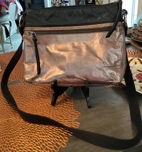 The Sak Leather Crossbody Shoulder Bag Purse Bronze Metallic W/Adjustable Strap - Picture 1 of 21