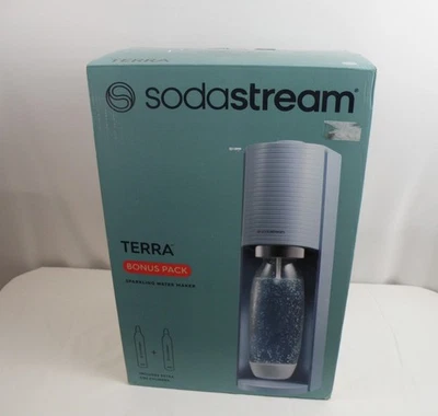 NIB SodaStream Terra Misty Blue Soda Stream Machine With 2 Cartridges - Image 1 of 4