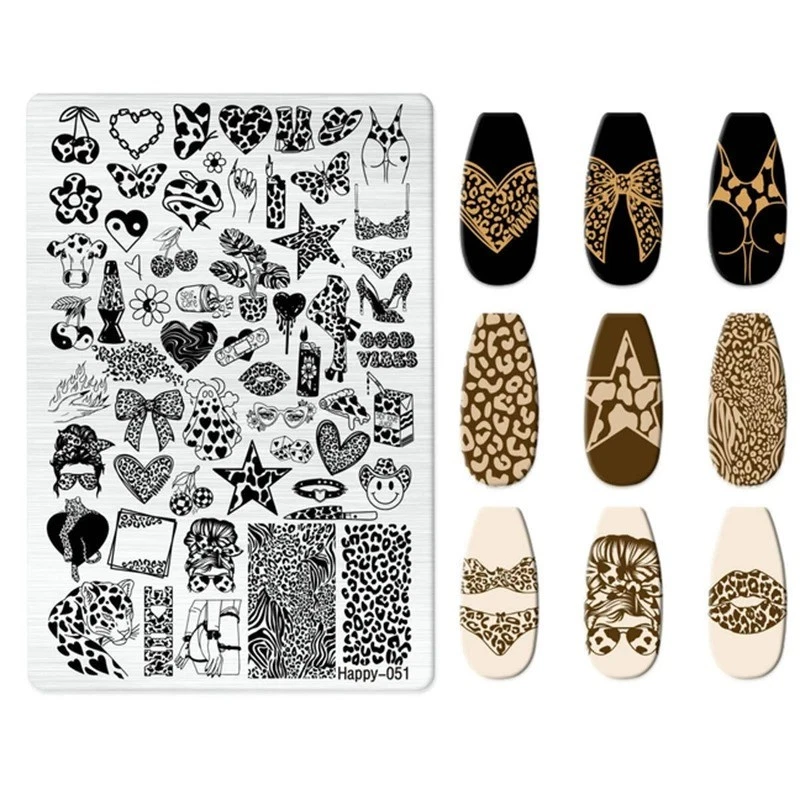 LOVENAILS XXL Stamping Schablone Leo Fashion Stempel Platte Leo Muster Nailart