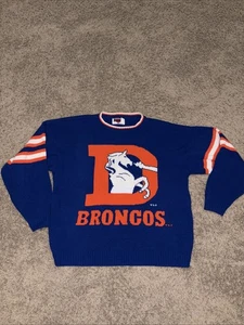 Vintage 80’s Barrel Sportswear Denver Broncos Sweater Acrylic USA Made Large - Picture 1 of 10