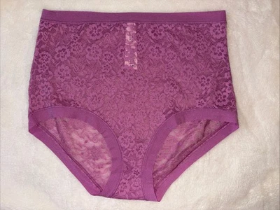 Victoria's Secret Panties High Waist Brief Panty Purple Floral Lace Large L NWT - Image 1 of 4