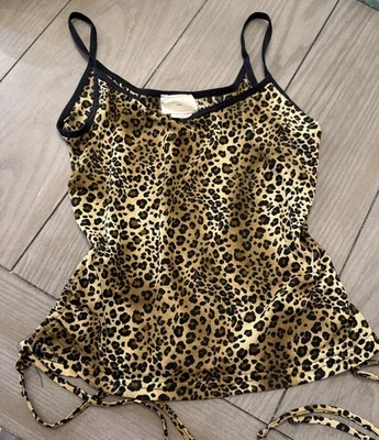 Y2K Going Out leopard print cami top size m Side Tie Made in USA. - Image 1 of 4