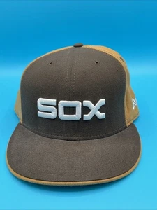 COOPERSTOWN NEW ERA CHICAGO WHITE SOX FITTED Size 8 BASEBALL CAP HAT Brown - Picture 1 of 9