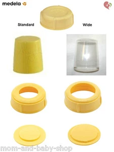 MEDELA MUTTERMILCH FUTTERFLASCHE SET DECKEL KRAGEN SCHEIBE SCHEIBENVERSCHLUSS STANDARD/BREIT - Bild 1 von 3