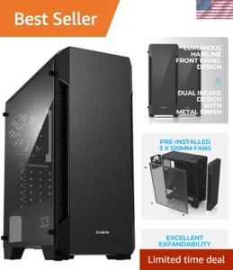 S3 - ATX Mid-Tower PC Case - Full Acrylic Side Panel - 3x Case Fan 120mm Pre-... - Picture 1 of 10