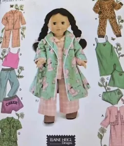 Simplicity 5276 18" Doll Clothes pattern Pajamas Robe Underwear Elaine Heigl - Picture 1 of 5