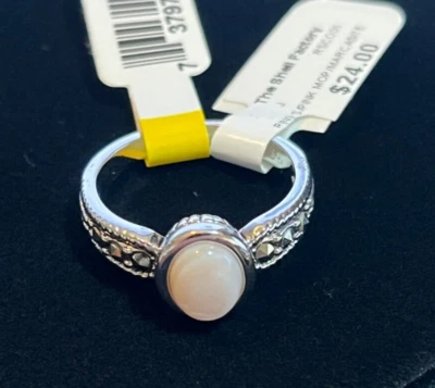 New RS Covenant's Fashion Ladies Rings-Style 6078 Pink Mop Marcasite w/Zirconia - Image 1 of 4