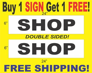 SHOP Black & White 6"x24" 2 Sided REAL ESTATE RIDER SIGNS Buy 1 Get 1 FREE - Picture 1 of 2