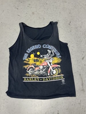 Vintage 80s “The Legend Continues” Harley Davidson Tank Top Biker USA MADE Sz M - Image 1 of 3