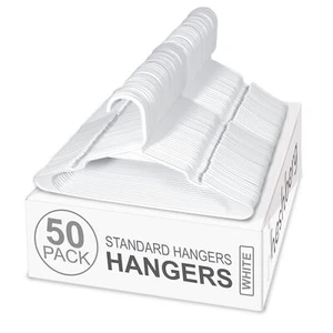 Plastic Hangers Space Saving Tubular Clothes Hangers Standard Size (50, White) - Picture 1 of 12