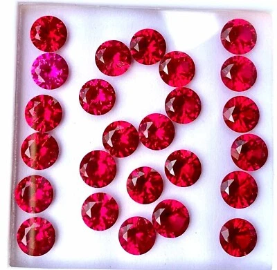 10 Pcs Natural Flawless Mogok Red Ruby Round Cut Loose Gemstone GIT Certified - Image 1 of 4