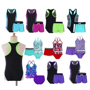 Girls Swimming Suit Set V Neck Halter Neck Swimwear Open Uppers Back Beachwear - Picture 1 of 59
