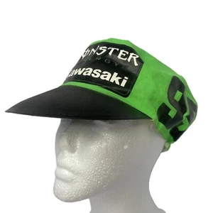 VINTAGE - Monster Energy Kawasaki Team Cap grün elastisch Racing Mütze * DISTRESSED - Bild 1 von 14