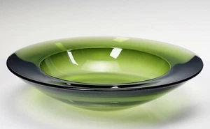 DENJI TAKEUCHI JAPANESE DESIGNER FOR SASAKI HOLMEGAARD 1960s GLASS GREEN BOWL - Picture 1 of 4
