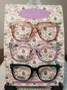 Max Studio +3.00 Premium Reading Glasses 3 Pair Matte Brown Purple Green - Picture 1 of 6