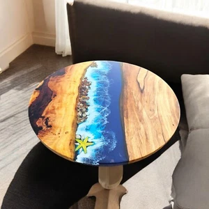 Ocean Epoxy Resin Coffee Table Natural Wood hallway Interior Furniture Decors - Picture 1 of 7